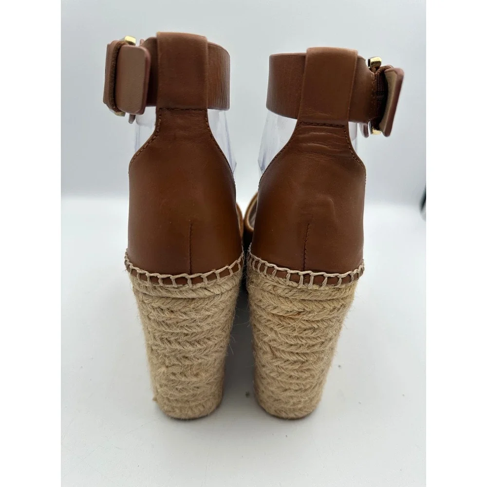 New Marc Fisher Espadrille Wedge Sandals 7 Brown Suede Adalyn Platform Summer